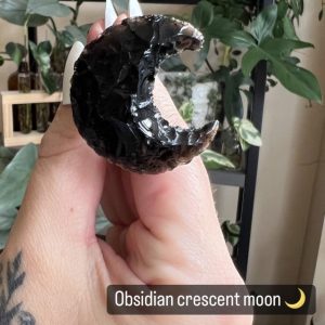 Obsidian Crescent Moon