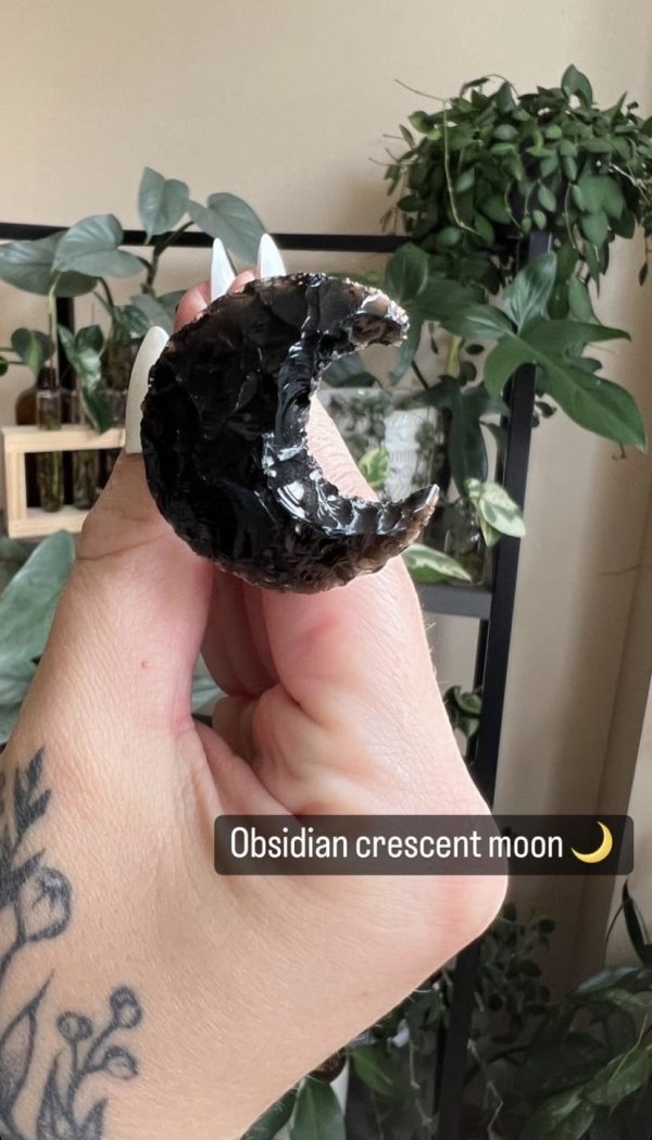 Obsidian Crescent Moon