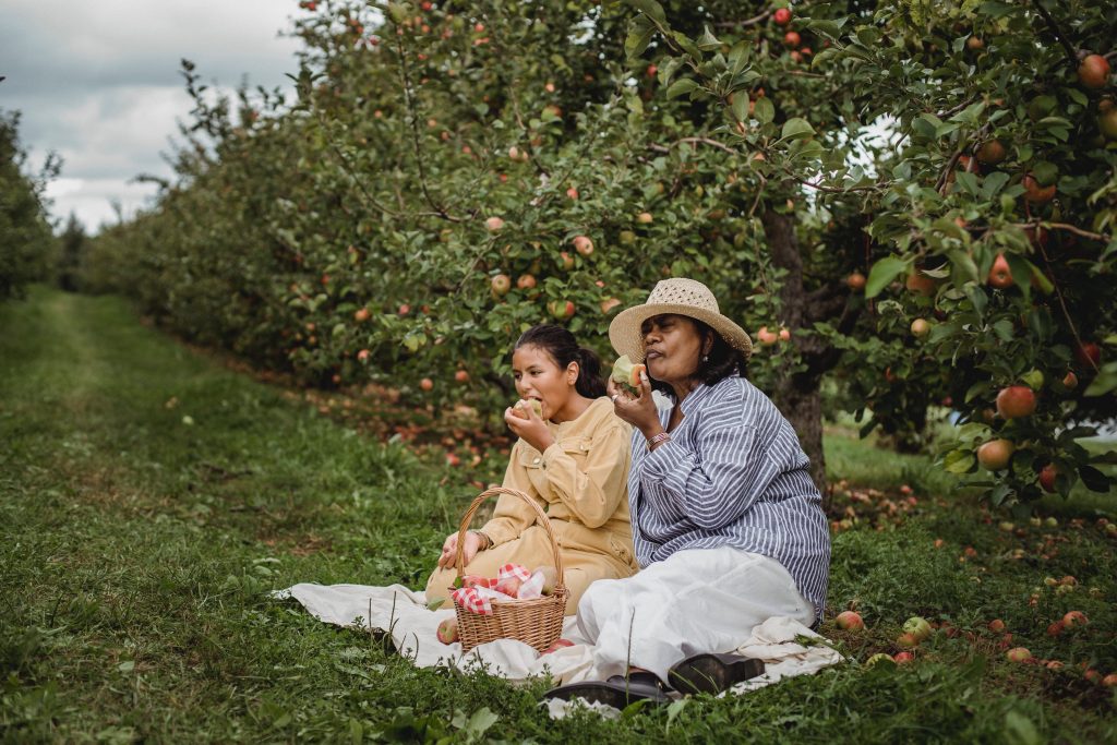 Two women having a picnic